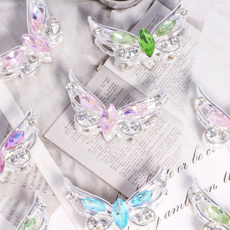 Wholesale 2PCS/Pack Alloy Stereo Small Butterfly DIY Straight Hole Beads Cute Decorative Mobile Phone Chain Key Chain Bag Chain Accessories